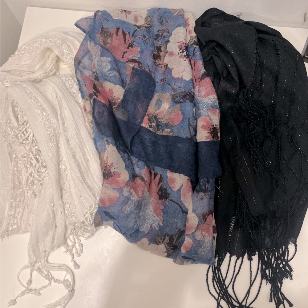 Bundle of 3 Floral and Solid Scarves